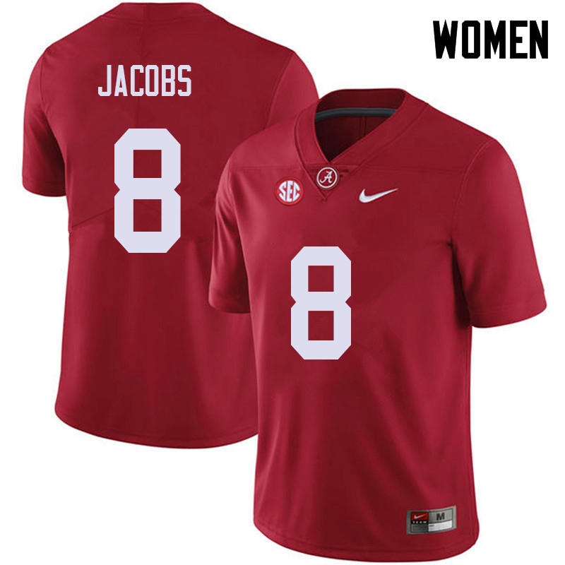 Alabama Crimson Tide Women's Josh Jacobs #8 Red NCAA Nike Authentic Stitched 2018 College Football Jersey SH16X17VU